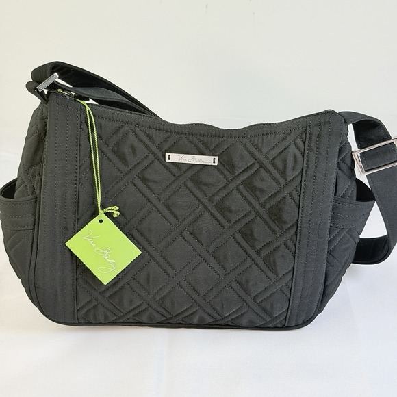 Vera Bradley Handbags - Vera Bradley "On The Go" Crossbody Hobo Bag Classic Black Microfiber Zipper New